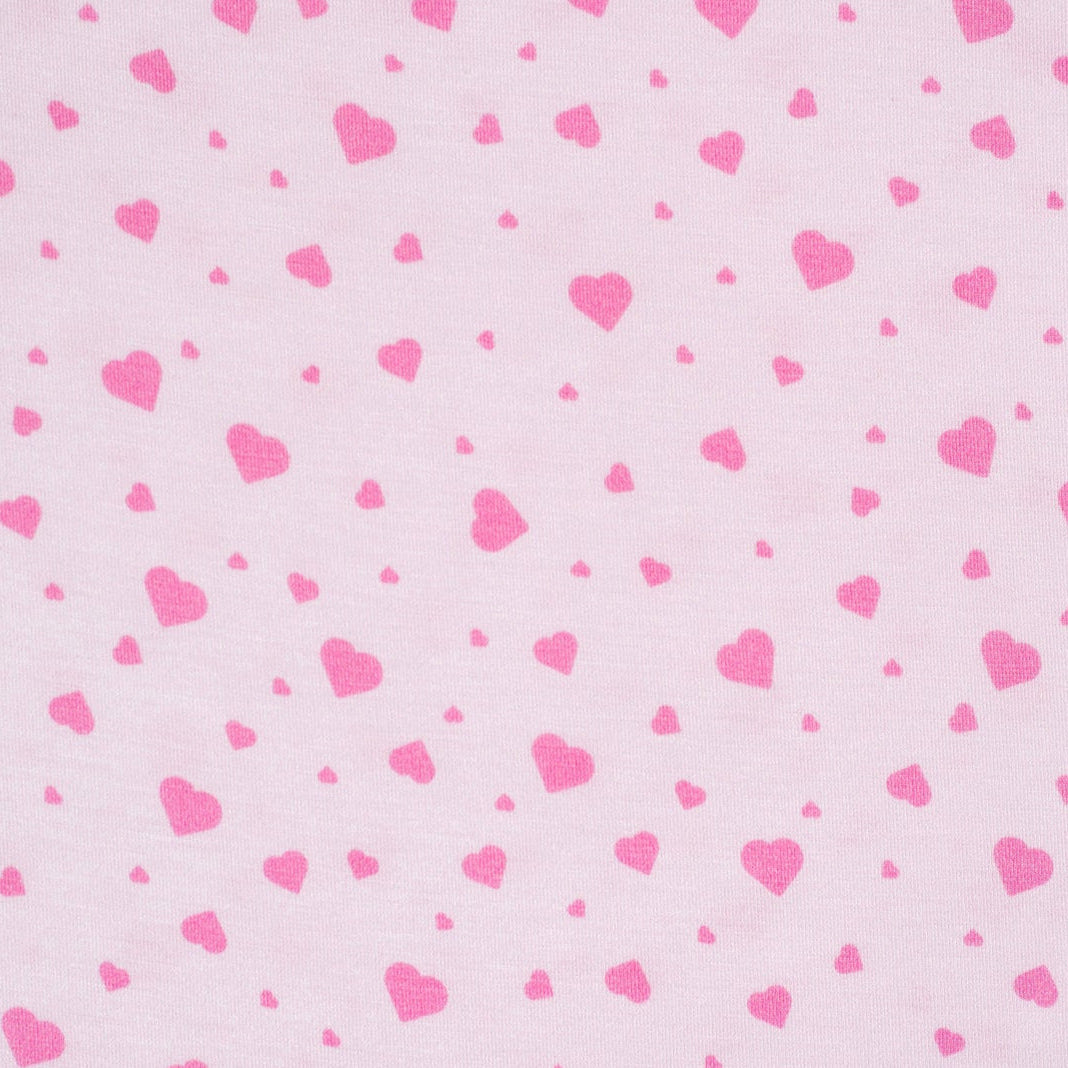 Earthly Threads soft bamboo sleepwear for toddlers and kids with a charming pink heart print, ideal for bedtime snuggles.