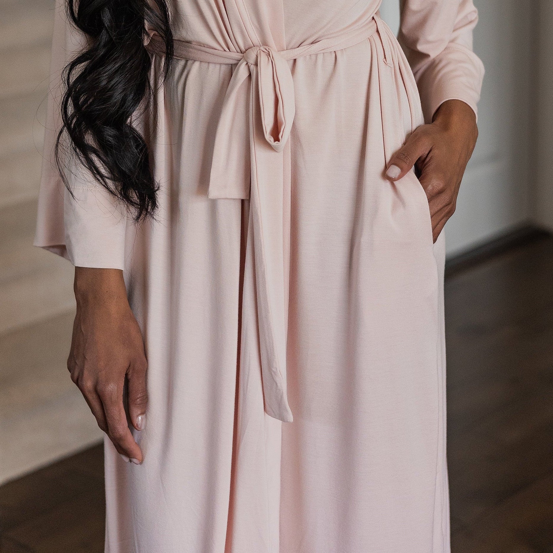 Earthly Threads long sleeve lounge robe designed for cozy mornings and nights.