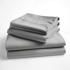 gray bamboo sheets made by Earthly Threads, providing hypoallergenic and antibacterial properties.
