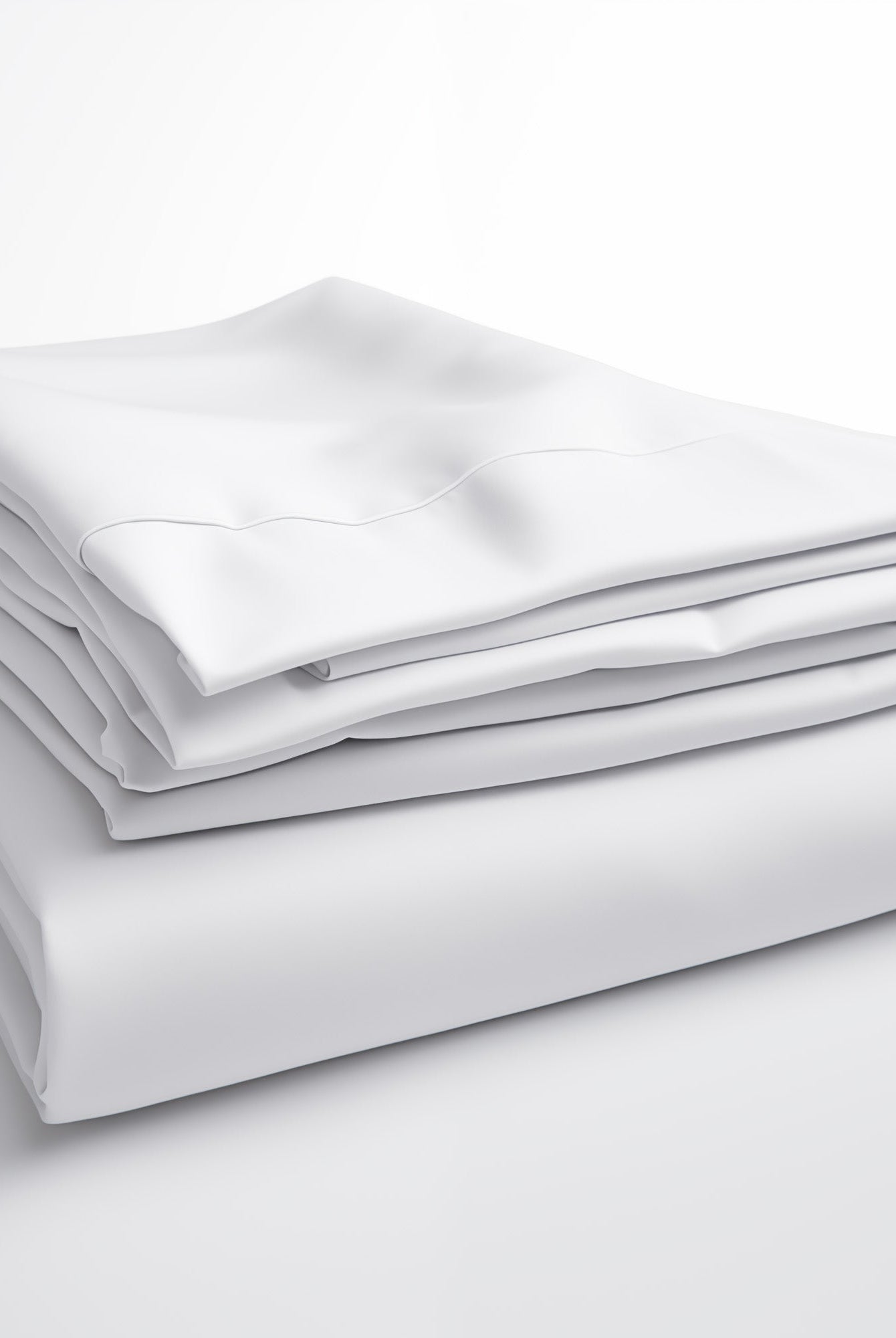 Neatly folded white bamboo sheets, displaying their lightweight and wrinkle-resistant design.