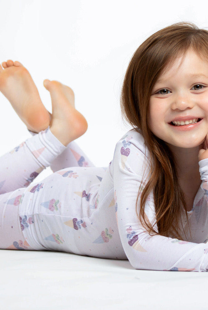 Cozy and breathable bamboo pajamas with a adorable ice cream print, designed for all-night comfort.