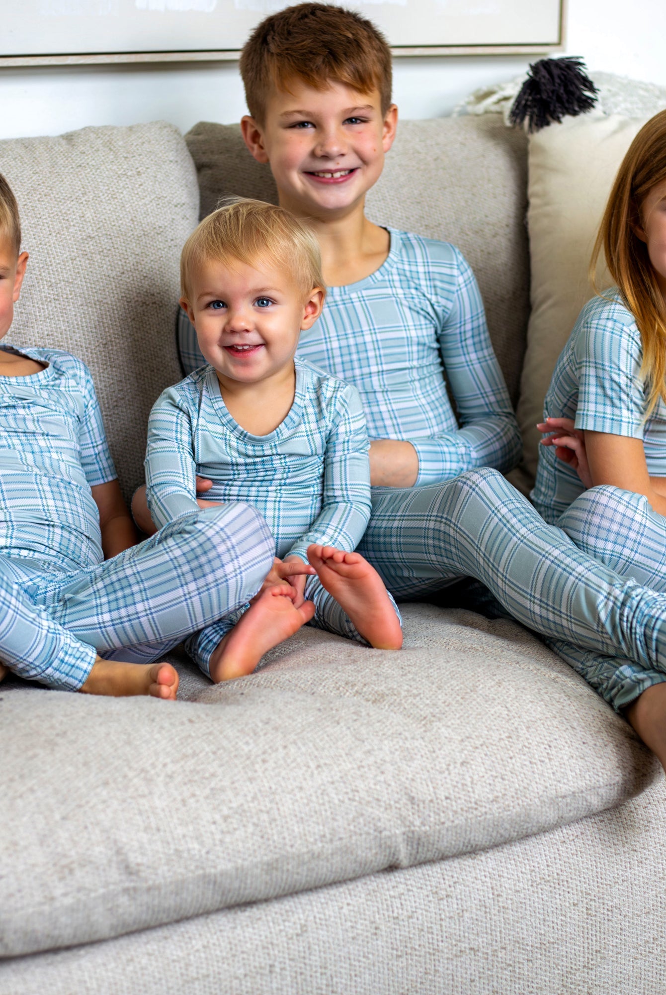 Earthly Threads bamboo buffalo plaid pajama sets available in long sleeve or short sleeve are perfect for matching all of your kids for the holidays.