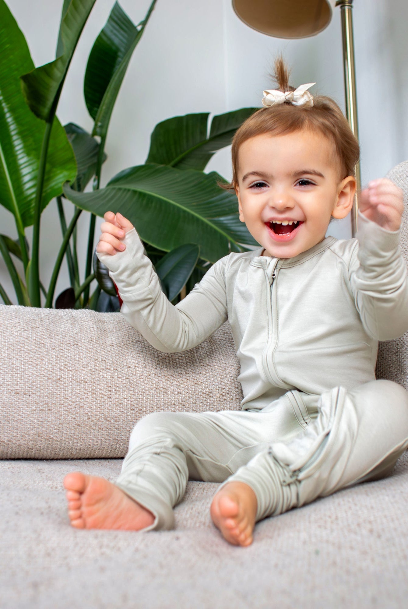 Our super soft bamboo neutral versatile zip baby sleeper is an essential for ease, comfort, and flexibility.