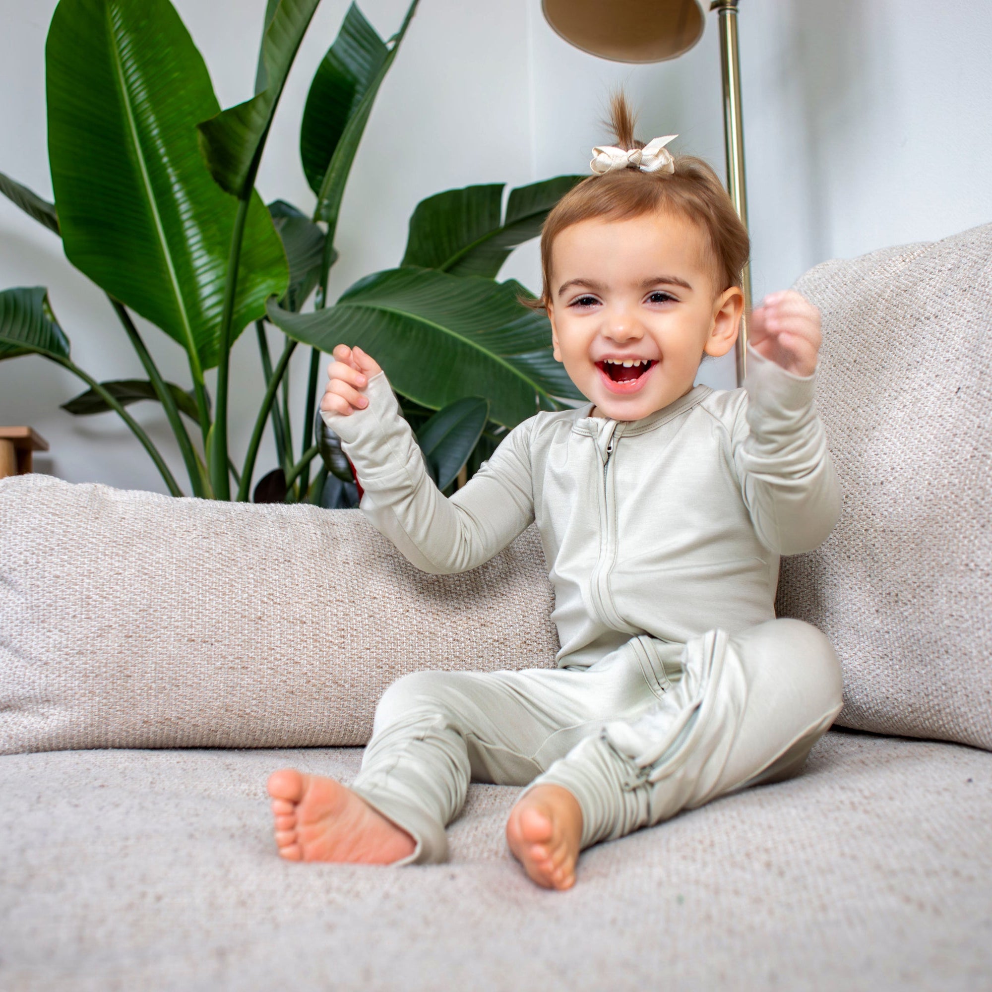 Our super soft bamboo neutral versatile zip baby sleeper is an essential for ease, comfort, and flexibility.