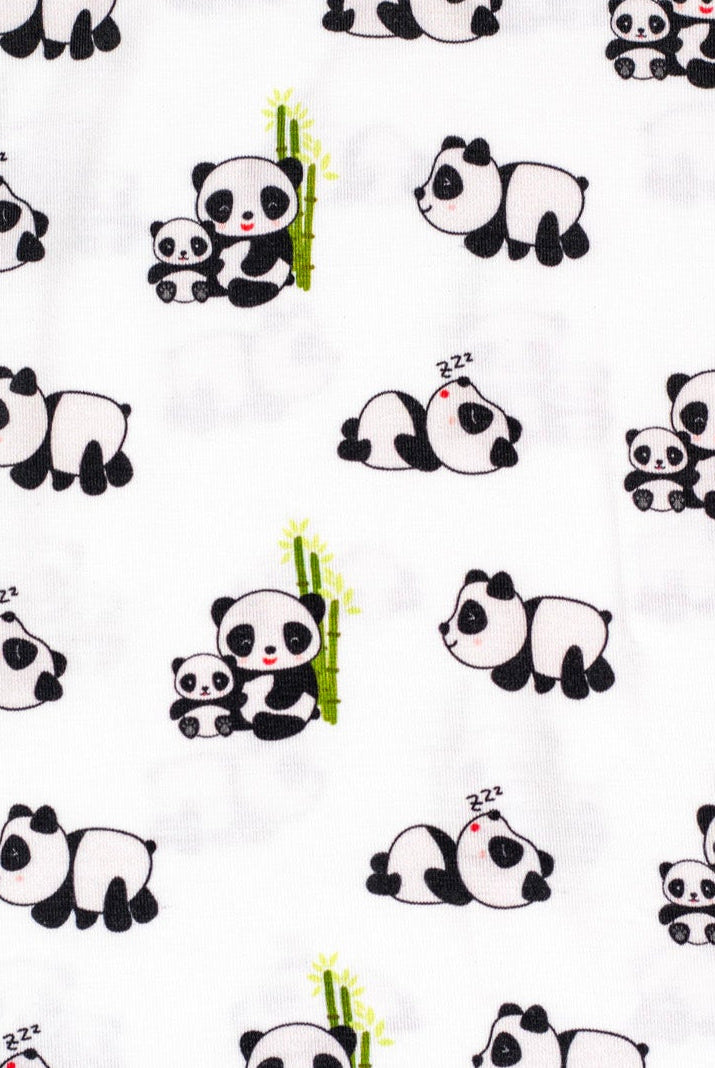 Cozy and eco-friendly long sleeve pajama set with a nature-inspired panda and bamboo design.