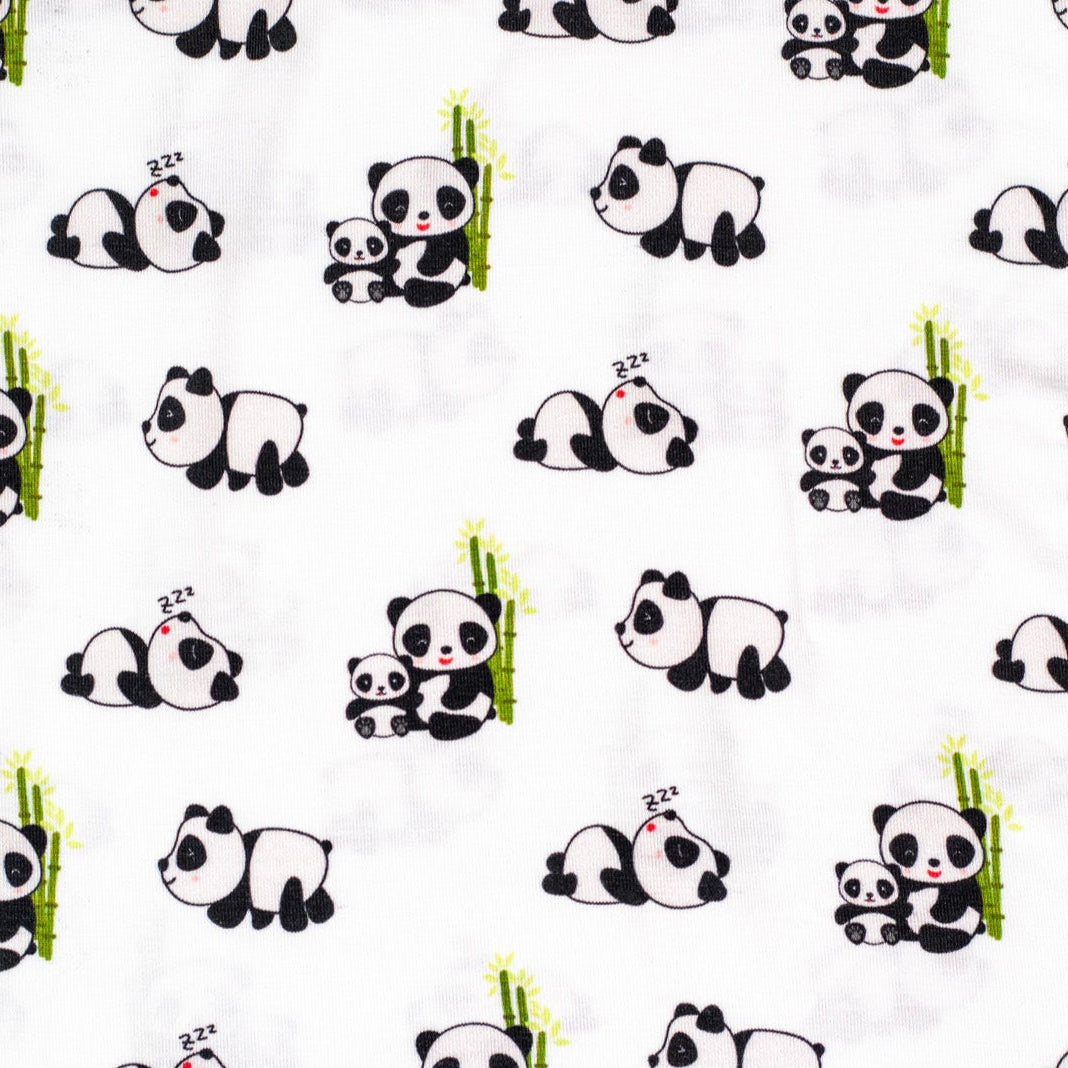 Cozy and eco-friendly long sleeve pajama set with a nature-inspired panda and bamboo design.