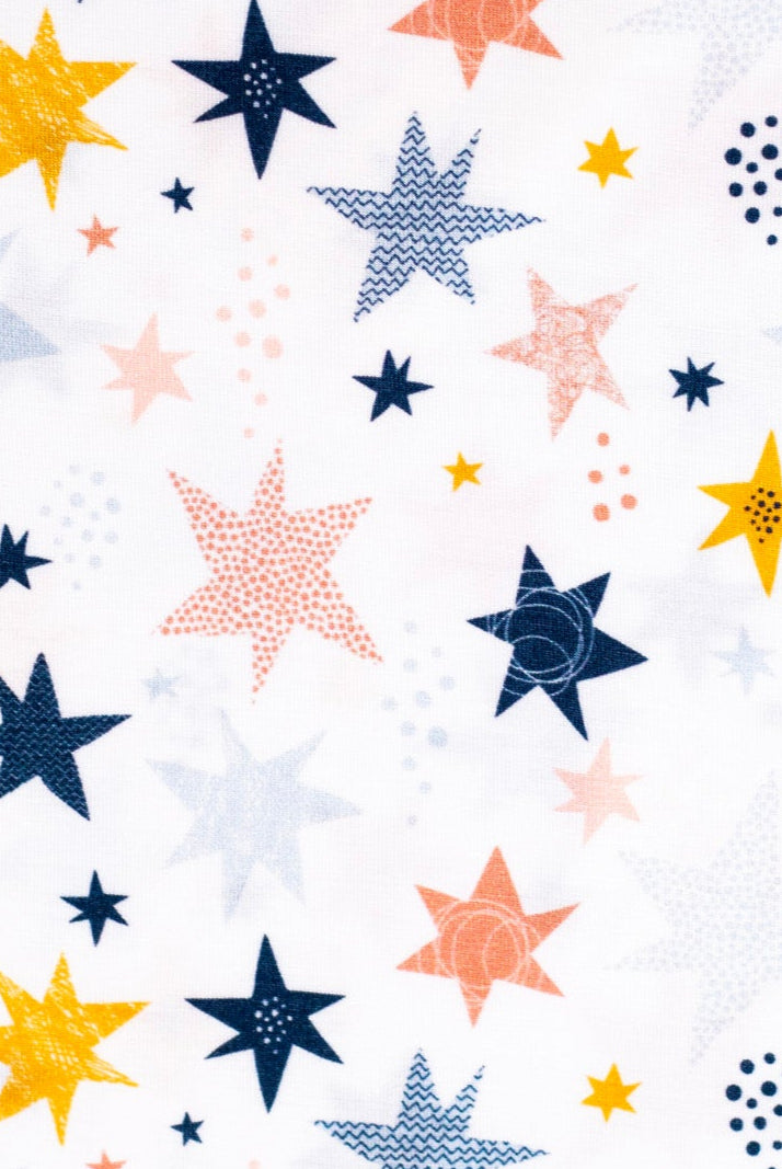 Long sleeve bamboo pajamas with pants, featuring a stellar starry print for little space explorers.