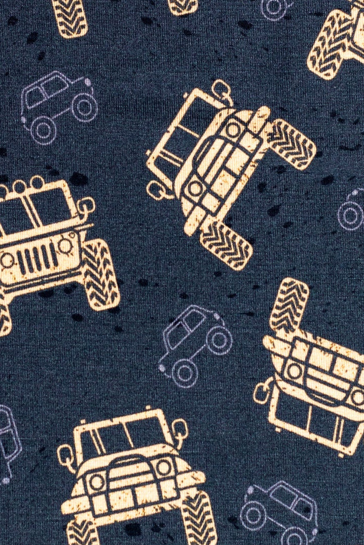 Adventure-ready short sleeve pajama set with a playful truck print.