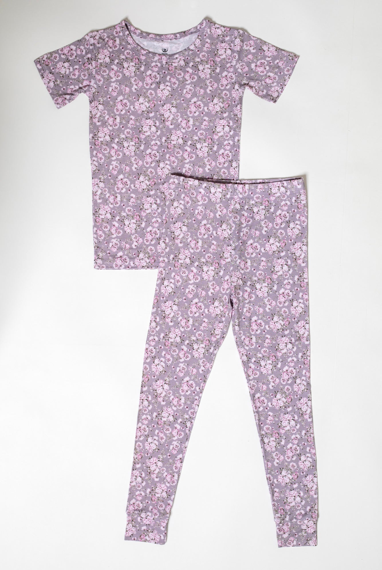 Elegant pink rose short sleeve bamboo pajamas with a dreamy, vintage aesthetic and breathable fabric.