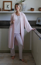 Eco-friendly bamboo fabric robe for lightweight warmth.