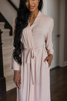 Earthly Threads long sleeve lounge robe designed for cozy mornings and nights.