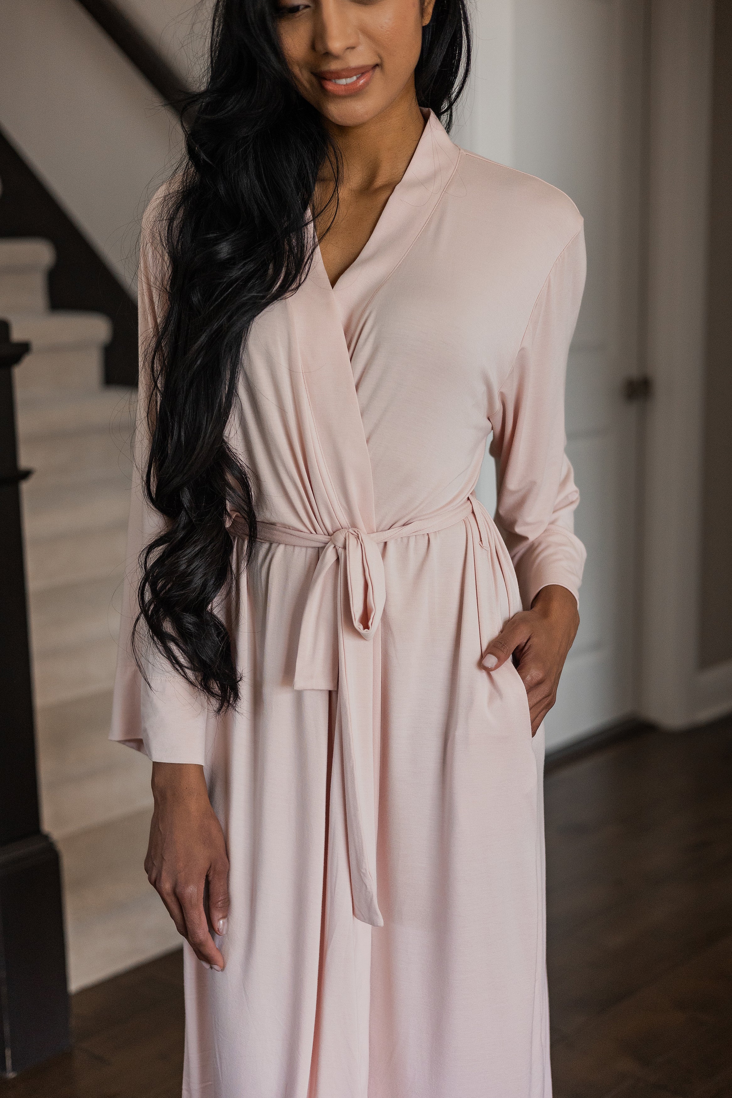 Earthly Threads long sleeve lounge robe designed for cozy mornings and nights.