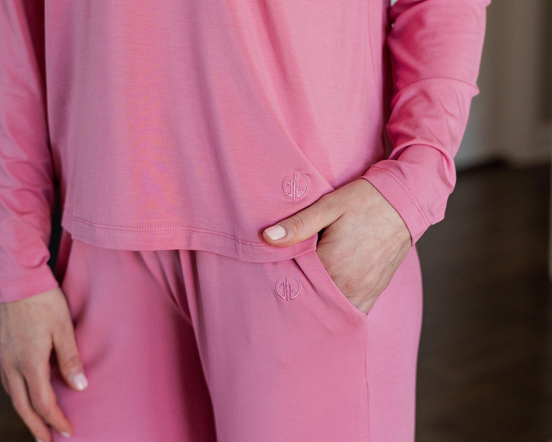 A detailed shot of the modal fabric’s lightweight drape, enhancing breathability and movement.