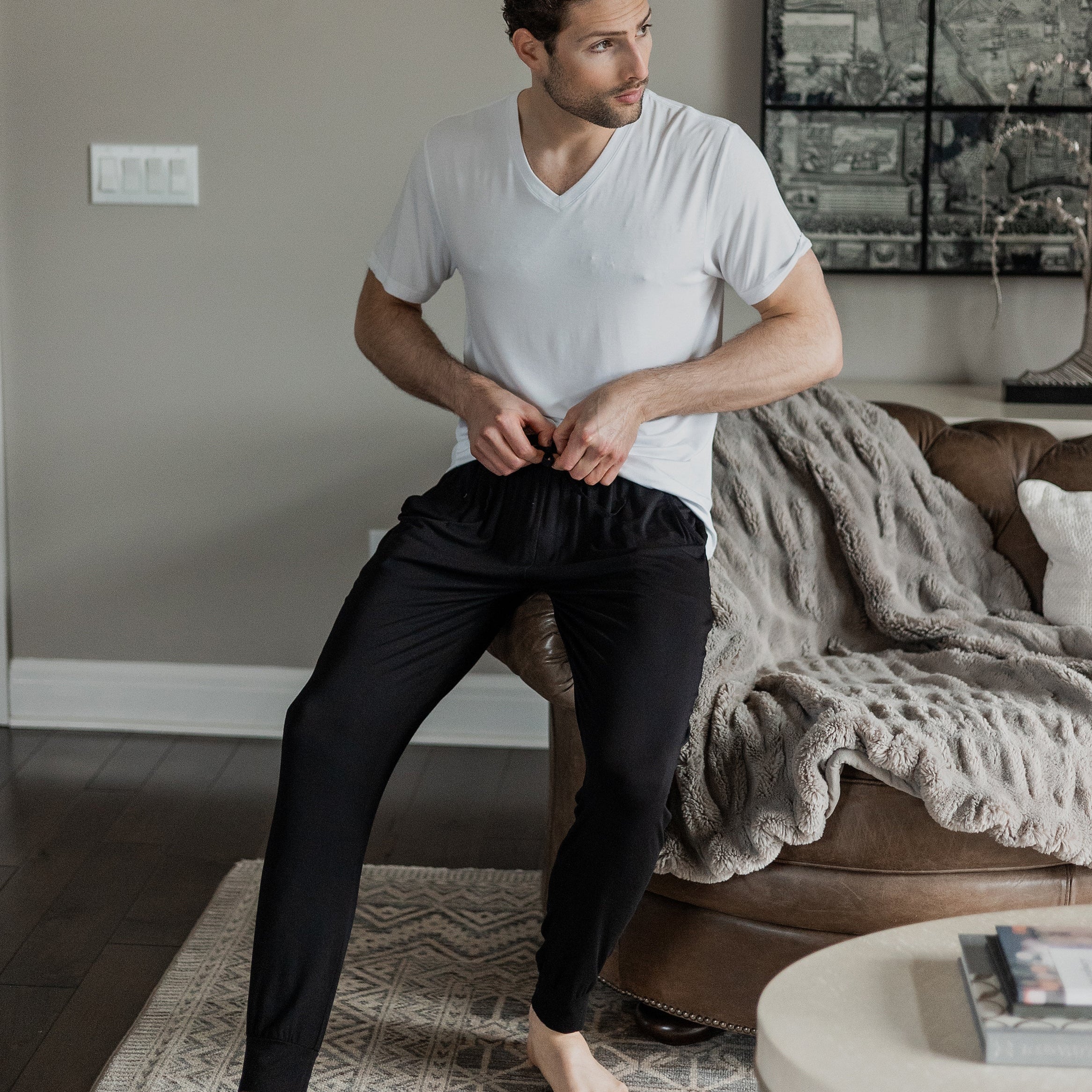 Soft and temperature-regulating joggers designed for year-round coziness.