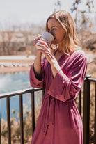 Soft and stretchy bamboo robe designed with temperature-regulating properties to keep you cool and comfortable all day.