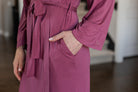 Earthly Threads signature sustainable bamboo robe for post-shower or sleepwear comfort.