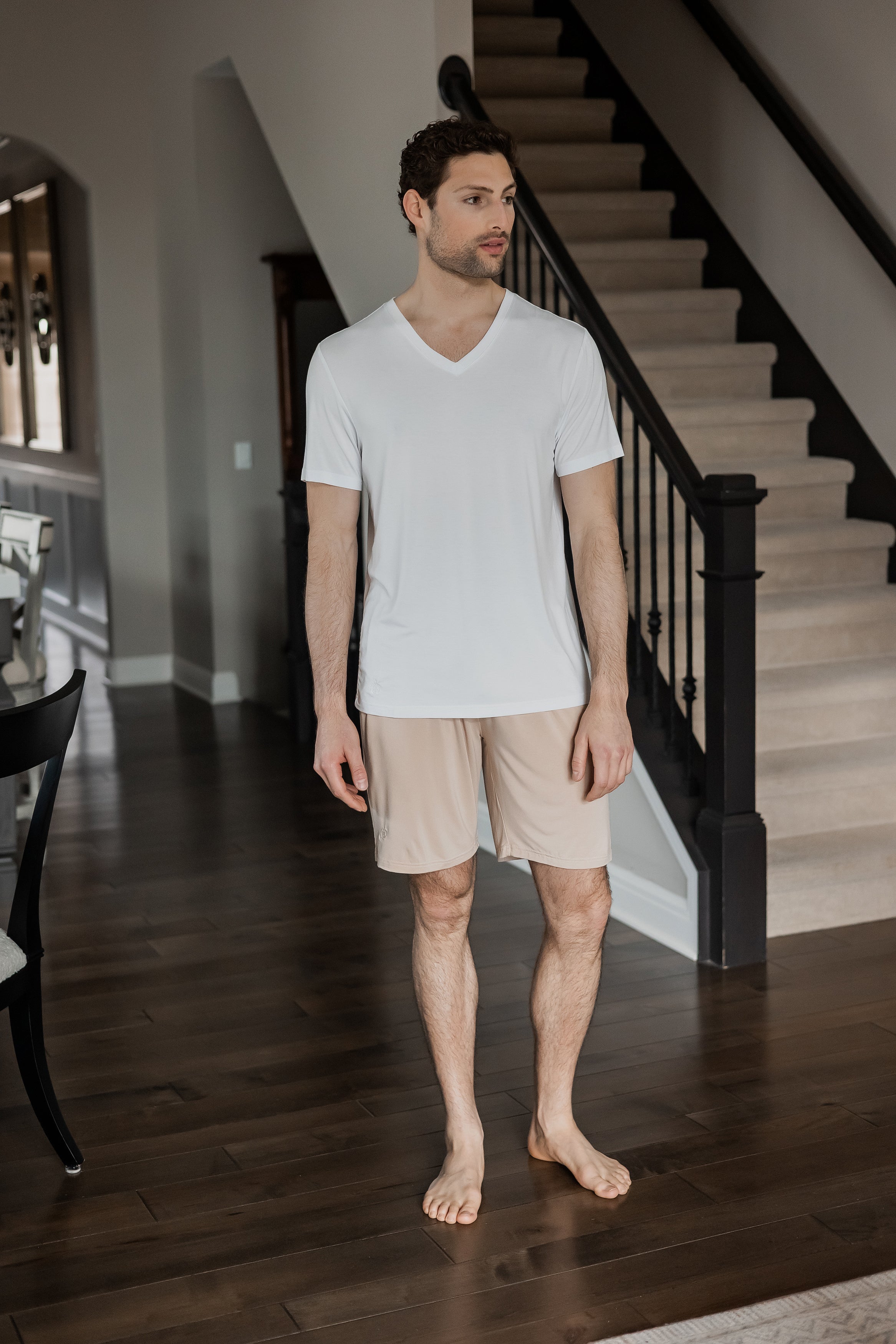 Lightweight and sustainable drawstring shorts crafted from ultra-soft bamboo fabric.