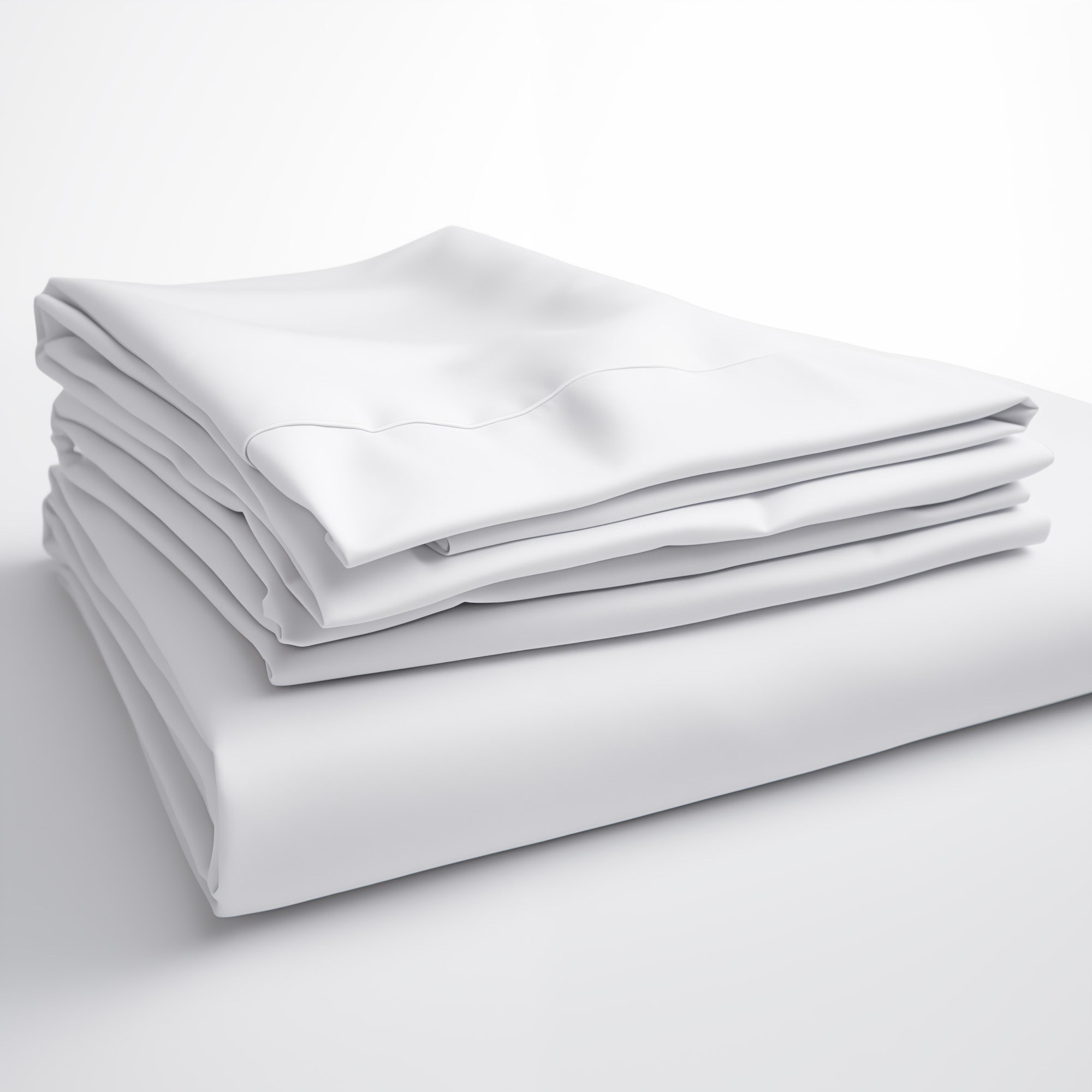 Neatly folded white bamboo sheets, displaying their lightweight and wrinkle-resistant design.