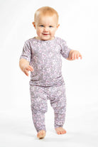 Cozy and stylish bamboo pajama set with short sleeves, floral print, and a comfortable fit for kids.