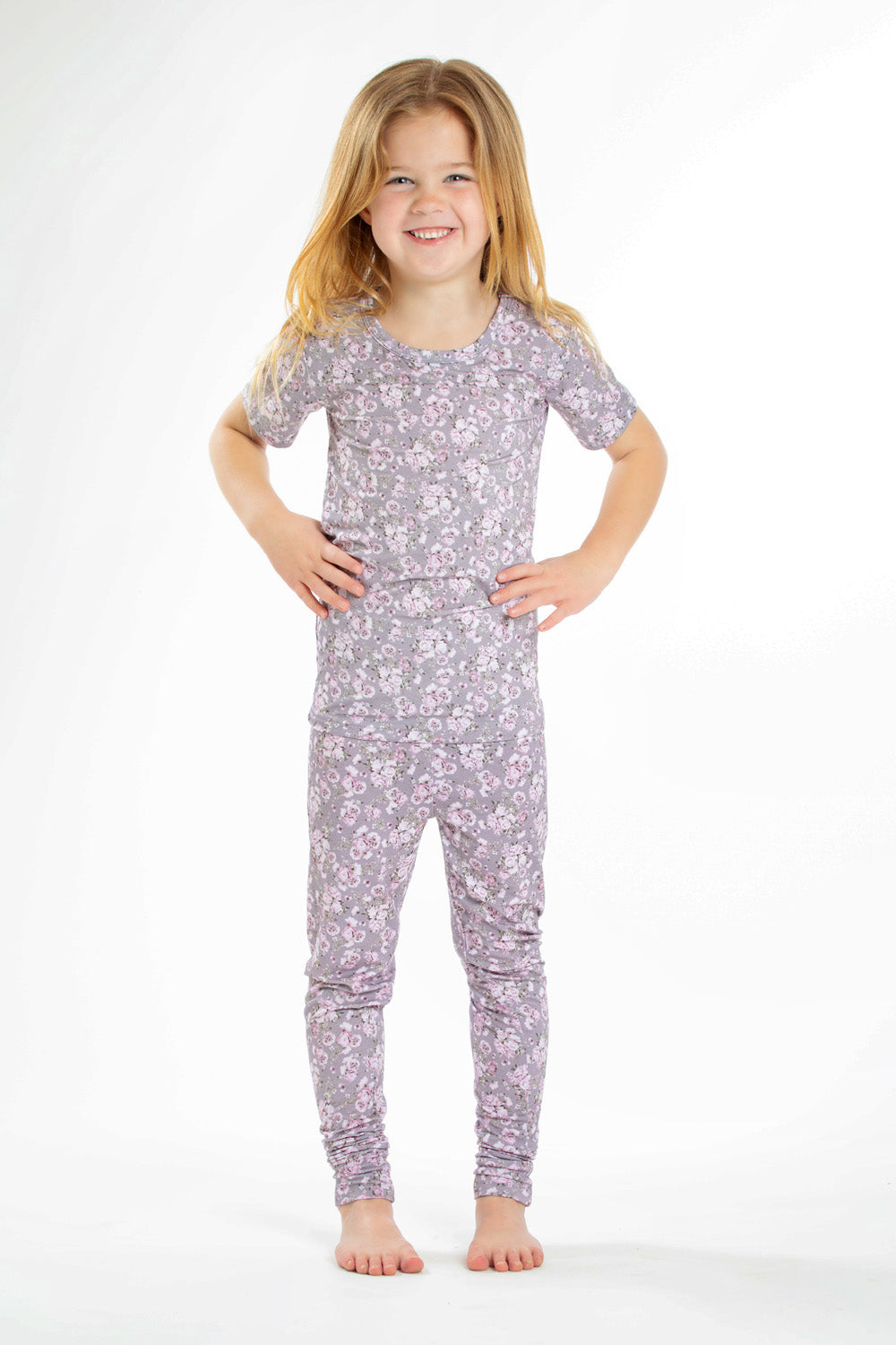 Victorian-inspired rose bamboo pajamas for kids, made with ultra-soft, hypoallergenic fabric.