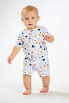 Cozy and breathable bamboo pajama set featuring a dreamy celestial pattern.