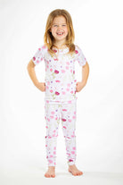 Earthly Threads floral bamboo short sleeve pajama set with a charming pink flower print.