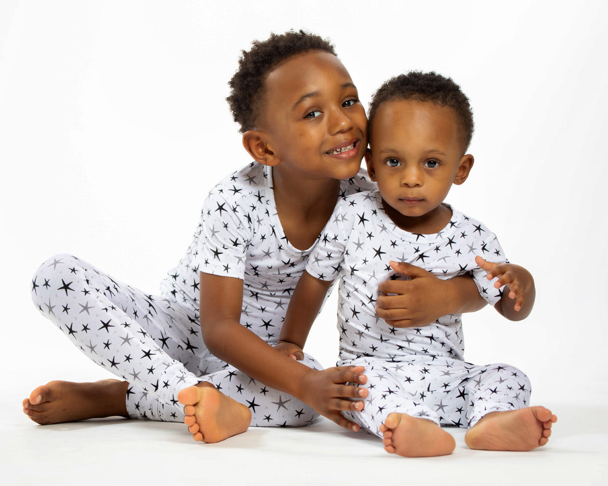Eco-friendly short sleeve pajamas with a magical starry night print made from Earthly Threads signature bamboo fabric. 