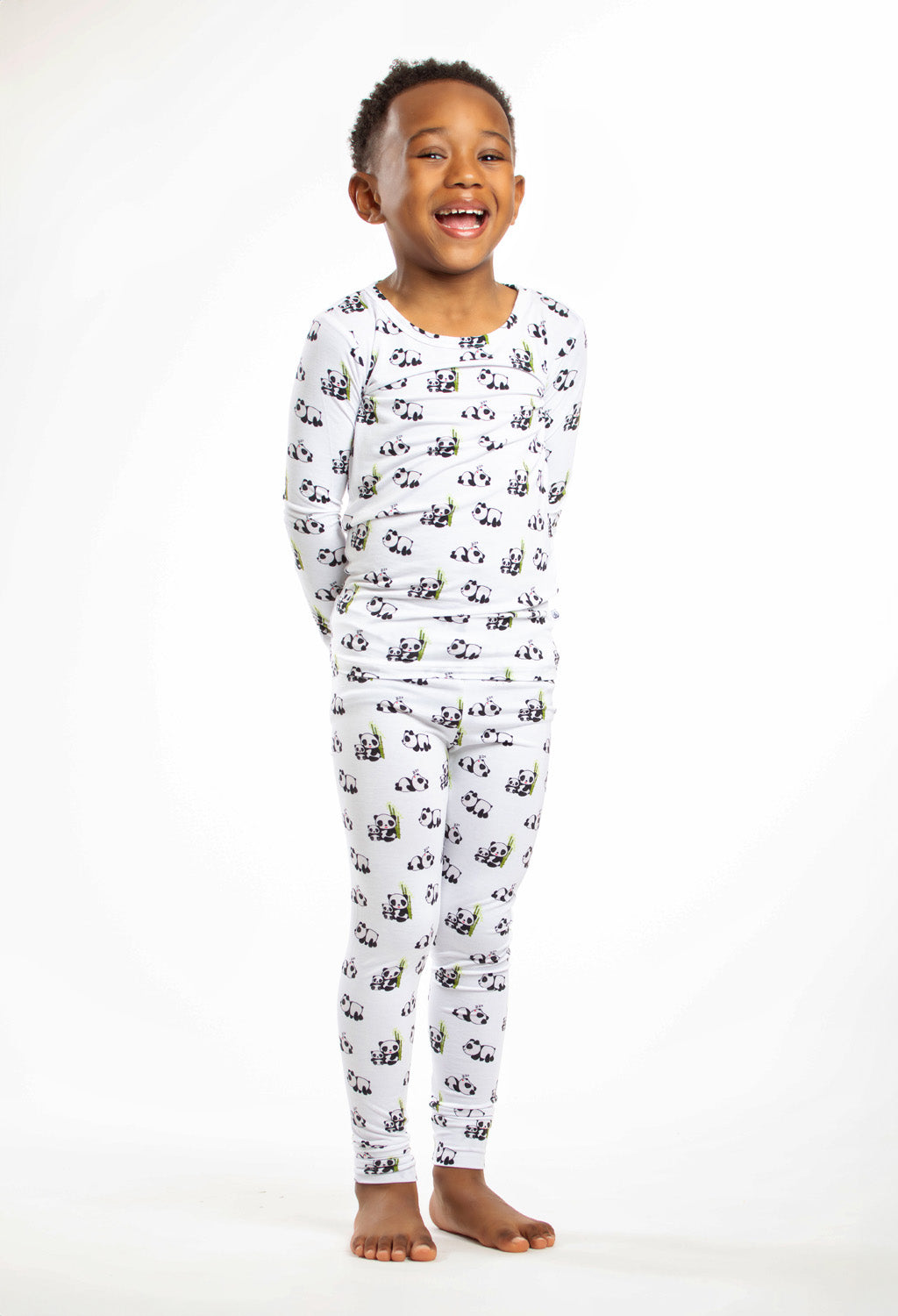 Lightweight, breathable panda-print bamboo sleepwear with temperature-regulating properties.