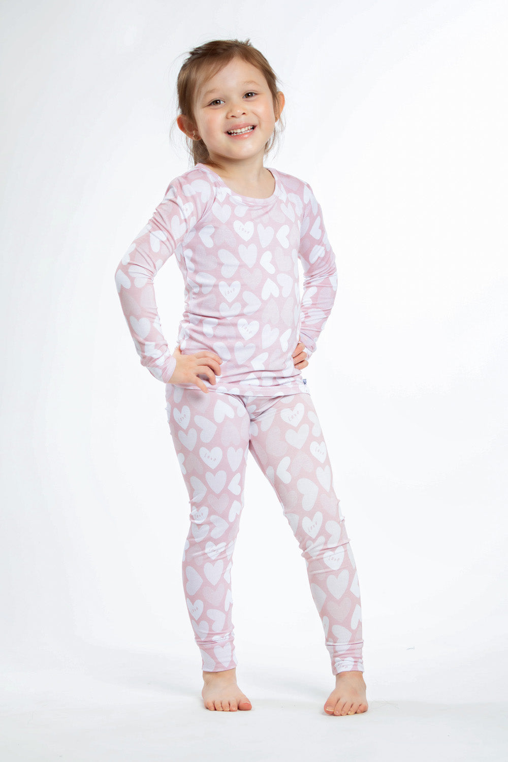 Soft and hypoallergenic heart-patterned bamboo sleepwear, perfect for sensitive skin.