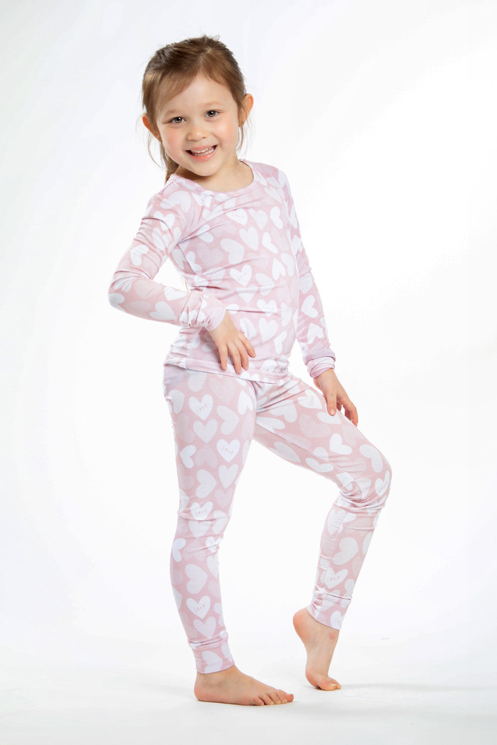 Lightweight and moisture-wicking bamboo pajama set with a charming, love-inspired print.