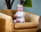 Earthly Threads bamboo zip romper with fold-over mitts and foot cuffs that are luxuriously soft, breathable, and designed to grow with baby for ultimate comfort during frequent growth spurts!