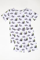 Buttery soft and incredibly gentle two-piece short sleeve pajama set in panda print for kids.