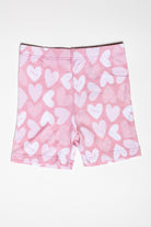 Organic bamboo short sleeve pajama set with matching shorts, featuring an adorable, pink heart print.