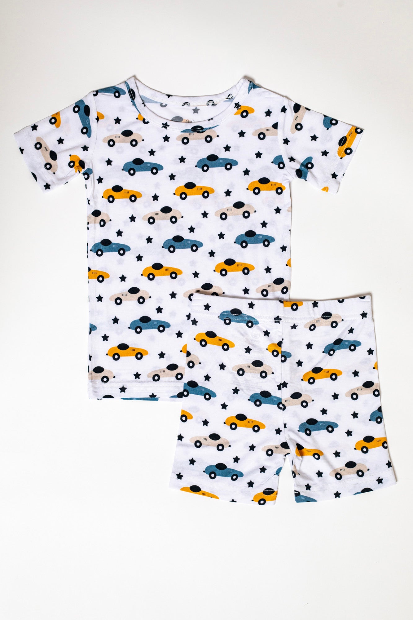 Soft and lightweight bamboo sleepwear set for kids, perfect for race car lovers and those with sensitive skin.