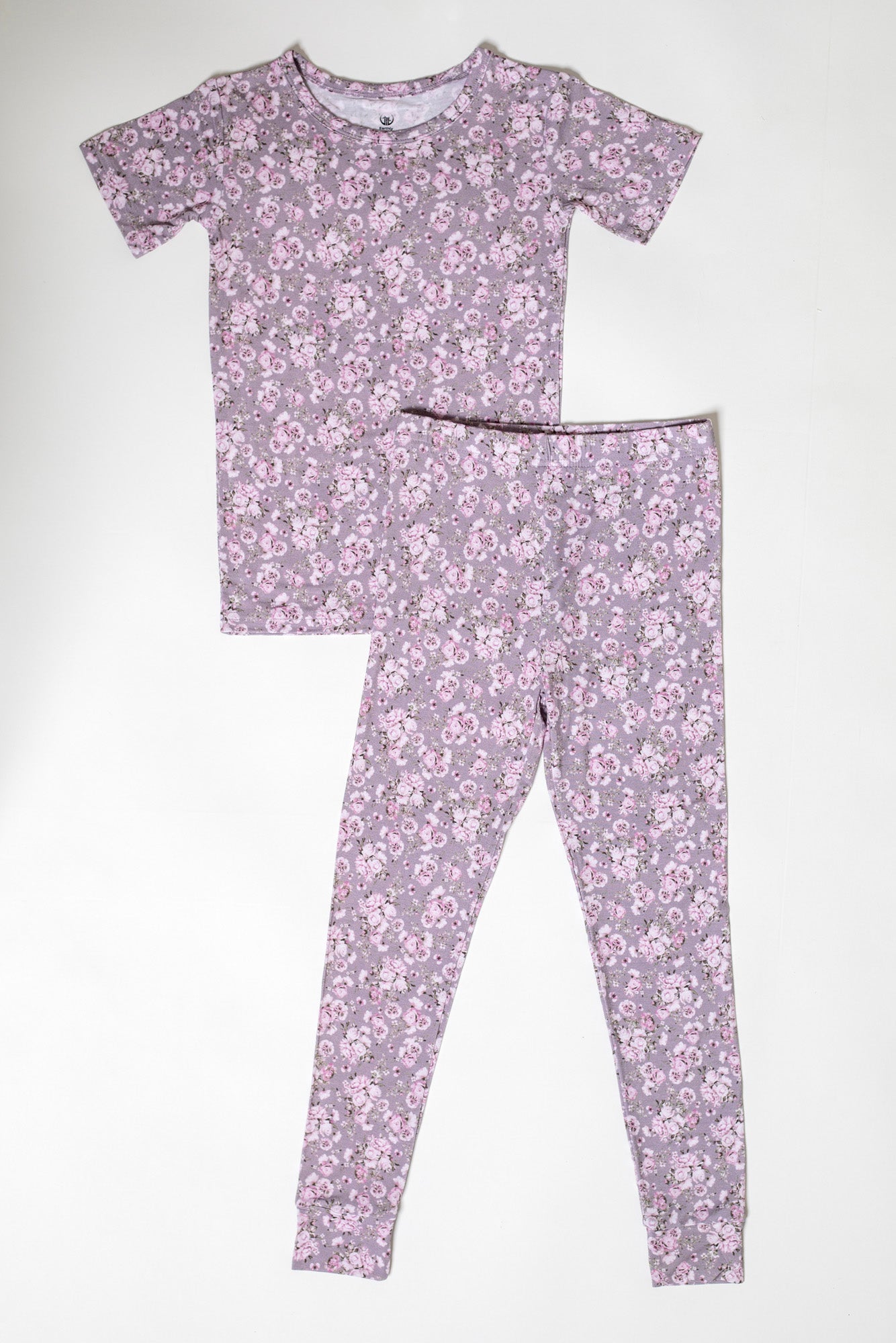 Elegant pink rose short sleeve bamboo pajamas with a dreamy, vintage aesthetic and breathable fabric.