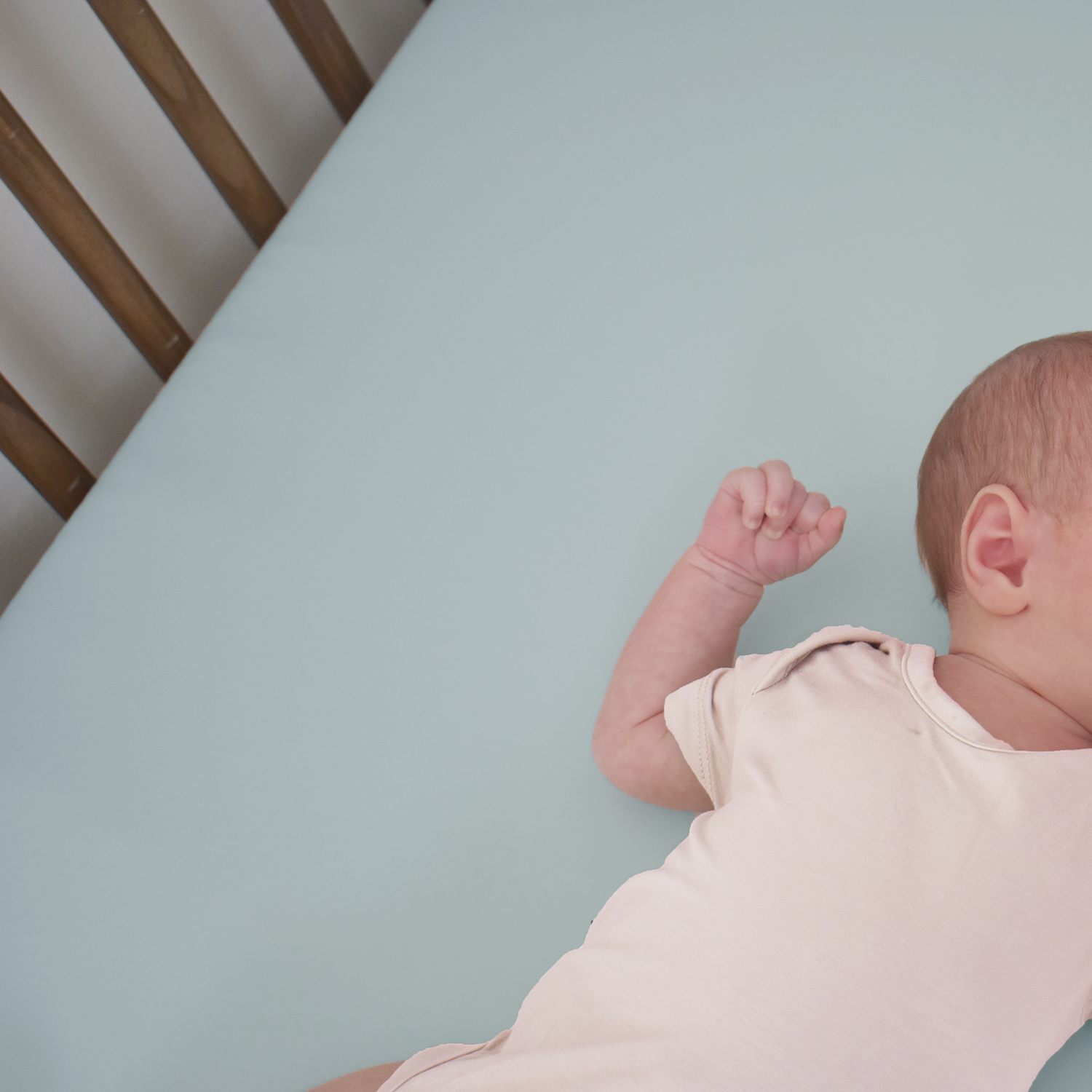 Luxuriously soft organic bamboo crib sheet in a calming neutral shade.  