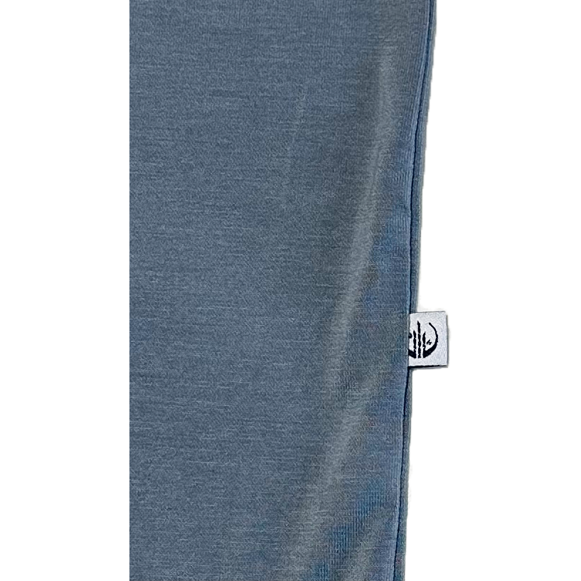 Earthly Threads short sleeve snap bodysuit or onesie that are lightweight and naturally hypoallergenic, available in neutral colors like stormy blue.