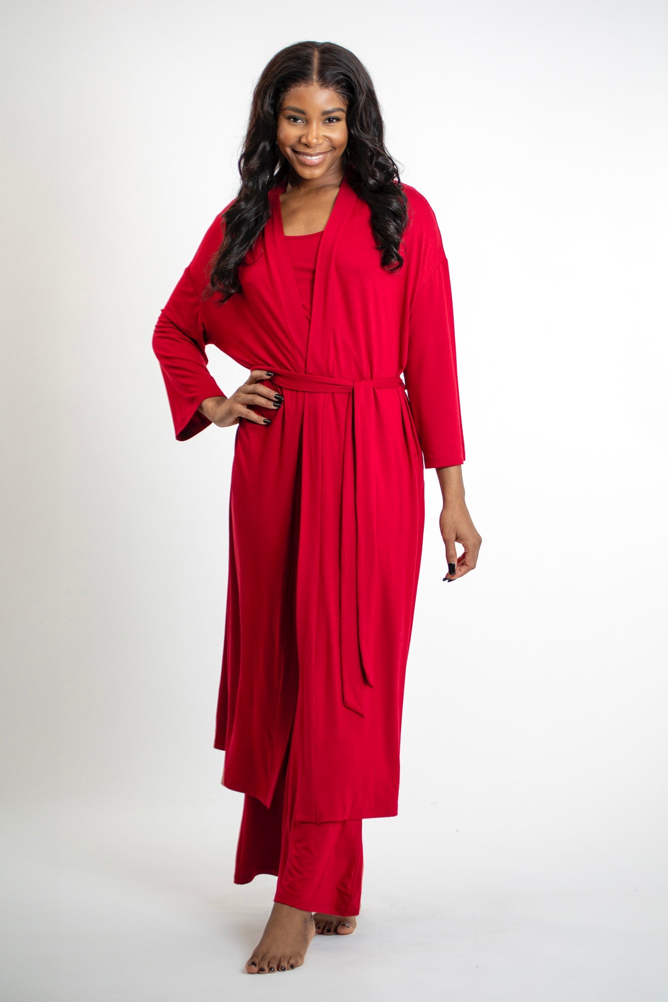 Breathable and silky-smooth bamboo robe ideal for slow mornings and tranquil nights.